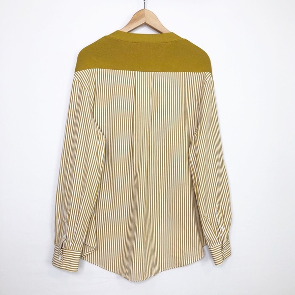 English factory mustard, striped mix media cardigan - Picture 3 of 13